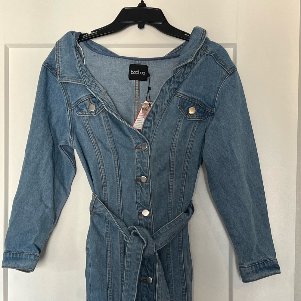 Boohoo Denim Low Back Dress